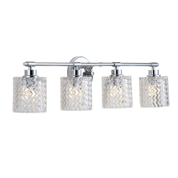 Spaulding Vintage Iron/Chevron Pattern Glass Farmhouse Cottage LED Vanity Light